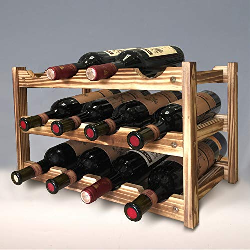 KALINCO Wine Rack, Wine Racks Free Standing Floor, Wine Rack 12 Bottles 3-Tier, Wine Racks Countertop for Pantry, Bar, Cabinets Rack