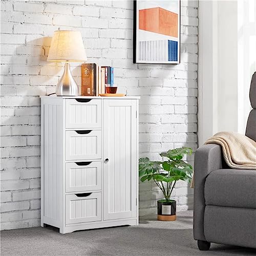 FGHOEV Wooden Bathroom Floor Cabinet Freestanding Storage Organizer White storage cabinet bathroom cabinet