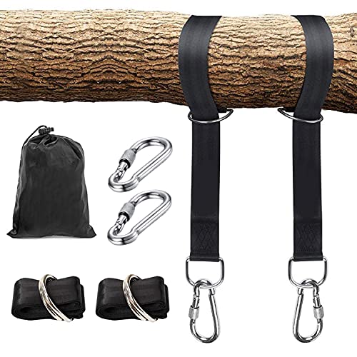 xocome Premium Tree Swing Hanging Hammock Straps - Hanging Straps 150cm With 2 Heavy Duty Safety Lock Carabiner Hooks & D-rings, Polyester Straps