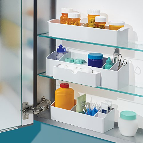 iDesign 42731 Medicine Storage Box for Bathroom and Medicine Cabinet, Small Plastic Bathroom Storage with 6 Compartments, Practical Make Up Organ