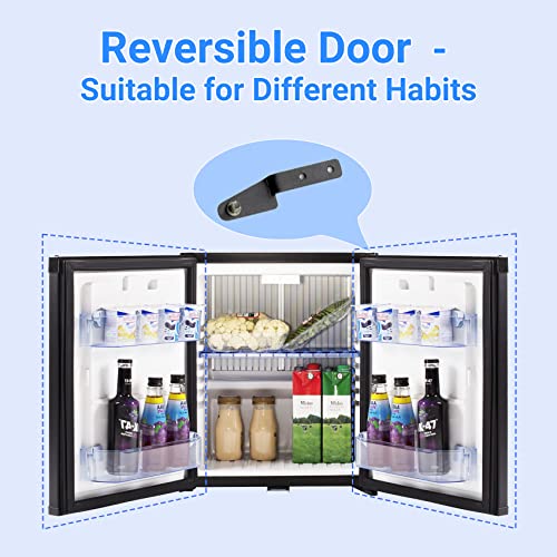 Techomey 12V Fridge 30L, 12V Campervan Fridge with Lock, Silent 12V Fridge for Campervan, Camping Fridge 12V 240V for Caravan, Motorhome, Boat, T