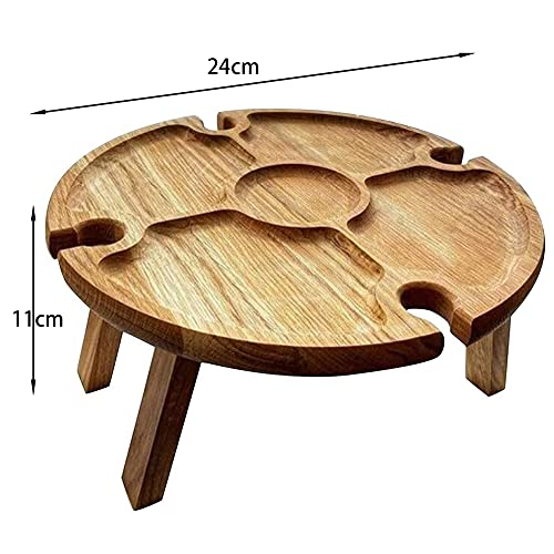 Giilayky Folding Portable Picnic Table, Outdoor Fold Up Camping Camp Table Small Wood Wine Picnic Table,Small