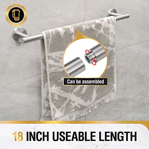 HITSLAM Brushed Nickel Towel Rail Wall Mounted, 50.3CM Bathroom Towel Holder, SUS304 Stainless Steel Hand Towel Bar, Home Decor Bath Towel Hanger
