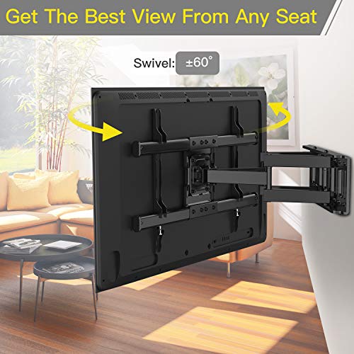 Alphamount TV Wall Bracket for 37-84 inch Flat Curved TVs up to 60kg, TV Wall Mount with Swivel Tilt and Extension, 65 Inch TV Bracket VESA 200x1