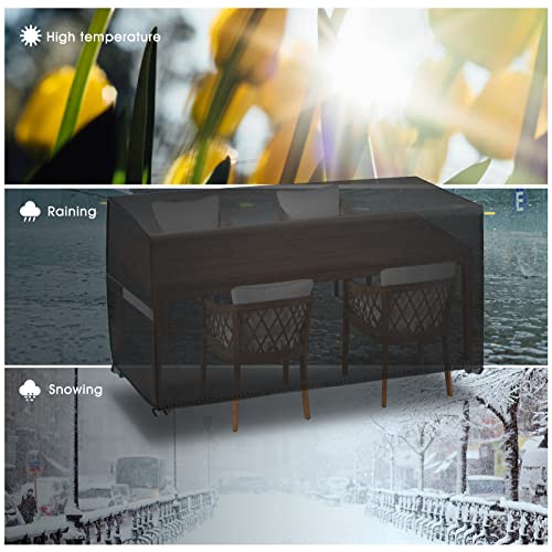 Garden Furniture Covers,GUANJUNE Outdoor Patio Table Set Cover Waterproof,Anti-UV Heavy Duty Upgraded 420D Oxford Fabric Rattan Furniture Covers,
