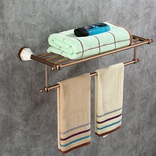 HIGOH Towel Racks,Bathroom Towel Rack Wall Mounted Towel Holder,Bath Towel Rack,Zinc Alloy Double Shelf,Polished Wall Mount Towel Shelf
