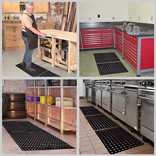SafetyCare Interlocking Rubber Drainage Floor Mat - Anti-Fatigue - 60 cm x 40 cm - 12 Mats