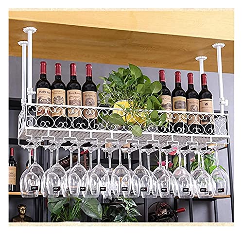 SUCHETA Hanging Wine Rack with Glass Holder and Shelf, Wine Glass Rack, Upside Down Home-Style European bar Table Wine Rack, Ornaments, Creative