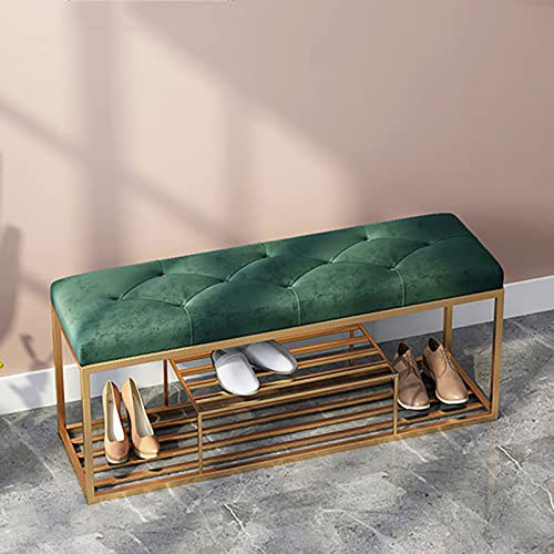 Modern Entry Shoe Bench Shoe Organizer Furniture,Luxurious Entryway Bench Shoe Rack Bench,Soft Velvet Upholstered Bench Seat Shoe Storage Bench-P