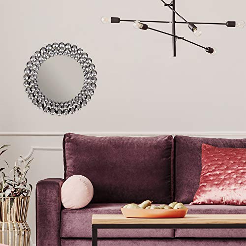 Patton Wall Decor Everly Hart Collection Round Jeweled Mirror, 17" x 17"