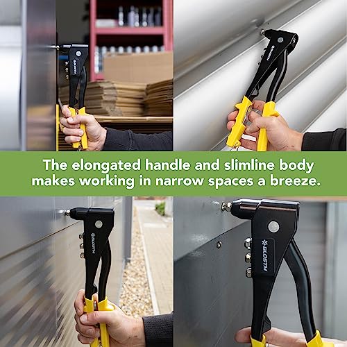 BLOSTM Pop Rivet Gun Kit - Full 200 Rivet Set with Pop Riveter & Carrying Case Containing 200 Rivets in 4 Sizes 2.4mm 3.2mm 4mm 4.8mm for Metal,