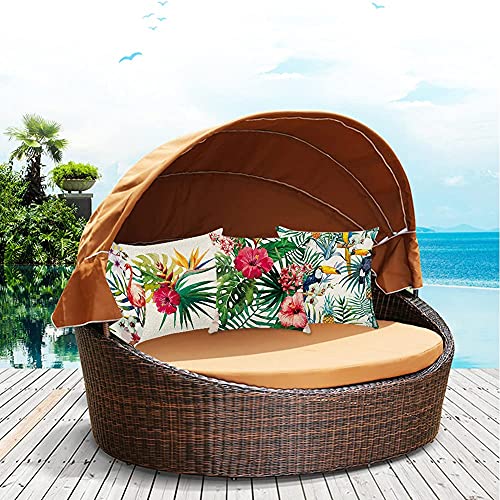 Set of 4 Cushion Covers, Tropical Plants Pattern Waterproof Throw Pillow Covers, Waterproof Cushion Covers, Outdoor Throw Pillow Case for Outdoor