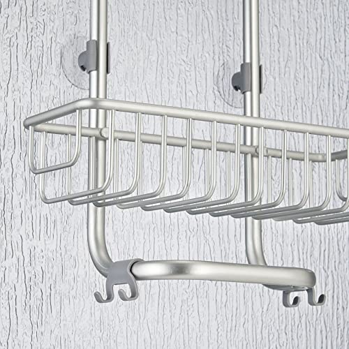 mDesign Over Door Shower Caddy - Practical Shower Shelves with Drill-free Installation - Hanging Shower Basket - Stainless Steel Shower Caddy - f