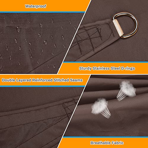 Luckits Sun Shade Sail 2mx3m, Waterproof Garden Sail Triangle 160GSM Material Sunshade Cloth Anti-UV Sunscreen Awning Canopy, for Outdoor Garden