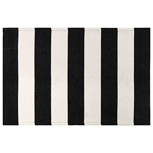 Seavish Black and White Striped Rug, 23.6" x 35.4" Indoor Outdoor Doormats Welcome Mats for Front Door Layered Door Mats Front Porch Mat Handmade