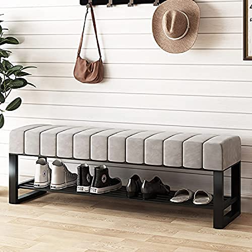 Luxurious Shoe Bench With Thickened Velvet Seat,Entryway Shoe Rack Bench Shoe Organizer,Modern Decorative Furniture,Orange,120X45X32Cm(47X18X13In