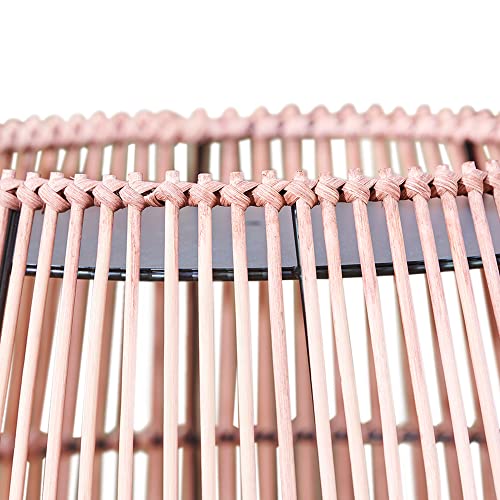 Teamson Home Outdoor Garden Large Round Drum Patio Side Table, 16.7 Inch Plant Stand in Bamboo Wicker, Weather Resistant, Outdoor Garden Décor, B