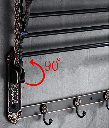 HIGOH Towel Racks, Bathroom Towel Rack Wall Mounted Towel Holder,Bath Hardware Aluminum Carved Foldable Towel Rack,Towel Bar,Bath Shelf Towe Hold