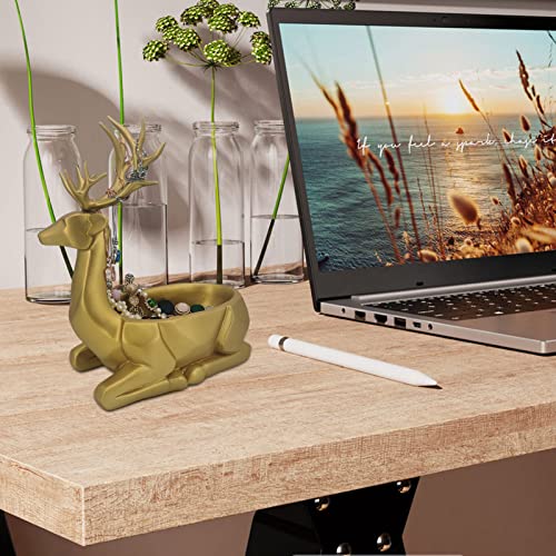 Tytlyworth Moose Resin Home Decor - Resin Reindeer Statue Key Holder - Sitting Deer Statues Christmas Reindeer Home Decor for Living Room TV Cabi