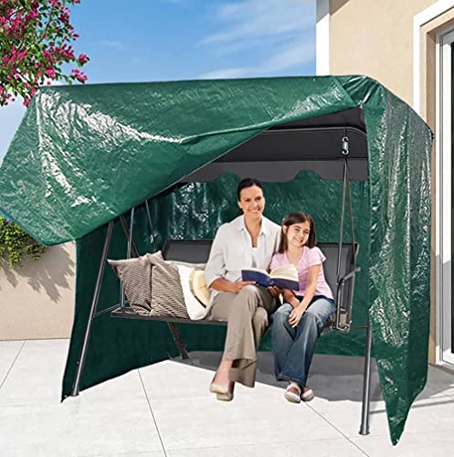 RICHIE 3 Seaters Large Garden Swing Cover Waterproof with Zips, Hammock Garden Cover Green 215x150x150cm, Outdoor Swing Cover UV Resistant Swing