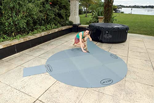 Lay-Z-Spa Hollywood Built in LED Light, 4-6 Person, Black & 13222_05 Hot Tub Floor Protector, 10 Piece Protective Pad Set for Spa and Pump, Grey