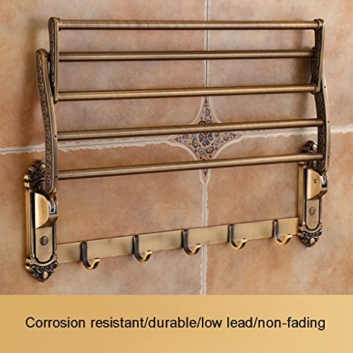 HIGOH Towel Racks, Bathroom Towel Rack Wall Mounted Towel Holder,Bathroom Towel Rack,European Antique Bathroom Rack,Hardware Bath Towel Holder/Co