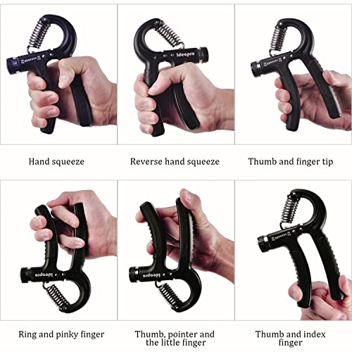 IDEAPRO Hand Grip Strengthener Adjustable Resistance (10-50kg),Hand Grip Exerciser,Forearm Grip, Hand Squeezer, Hand Exercise, Gripper, Finger St
