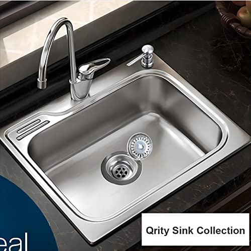 Qrity Sink Collection, 114mm Stainless Steel and PVC Kitchen Sink Basket Strainer Plug Waste G1½"