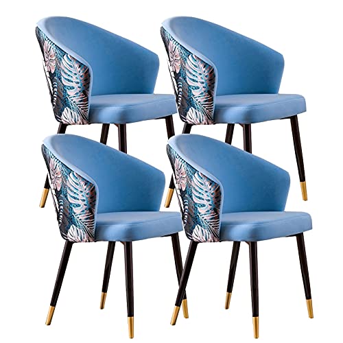 Kitchen Dining Room Furniture Chairs Retro Dining Chair Set Of 4 Modern Kitchen Dining Room Chairs with Metal Legs Velvet Seat and Embroidery Bac