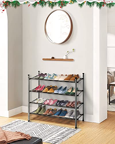 MULISOFT 2-Tier Expandable Shoe Rack, Stackable and Adjustable Shoe Rack Organizer, Sturdy and Durable Metal Shoe Storage Organizer, Vertical Sho