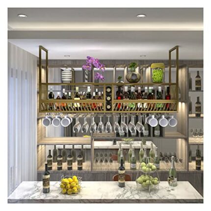 EYLINK Ceiling Wine Rack Plant Rack American Vintage Wine Rack LOFT Retro Indoor Plant Rack European Wall Mounted Plant Rack Hanging Wine Rack (C