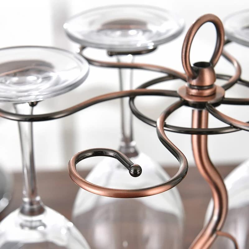 N/A European Double Bottle 6Cups Wind Rack Leaf G-Shaped Cup Holder Goblet Wine Storage Basket Bar Family Wine Tools