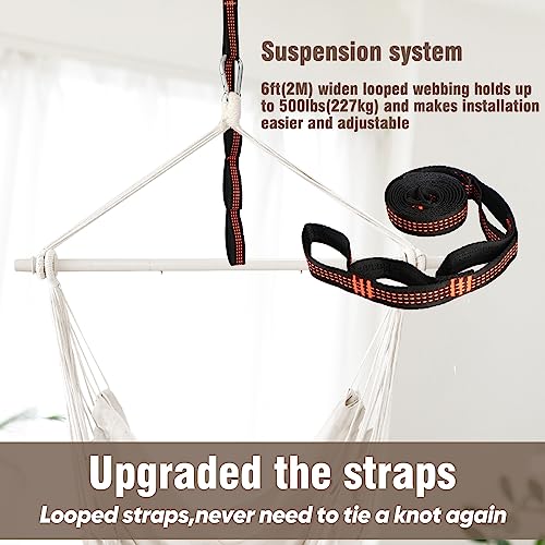 Chihee Hammock Chair Swing Chair Strong Metal Collapsible Spreader Bar Portable Hanging Chair Max 330 lbs Comfy Seat Patio Lawn Chair Cotton Blen