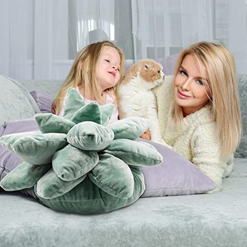 Tittaty 3D Succulent Plush, Stuffed Green Plant Pillow, Garden Home Decoration Throw for Bedroom, Office Home or Garden, Gift for Green Lovers