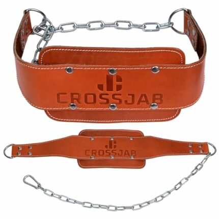 Crossjab Leather Dipping Belt Pro Dip Belt For pull ups and dips Bodybuilding With Clip Release System Back Support Strength Tested Weightlifting
