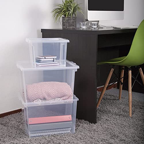 Iris Ohyama, Set of 6, Storage boxes, 10 L, with lid, stackable, garage, bedroom, living room - Useful Storage Box USB-SP - Transparent