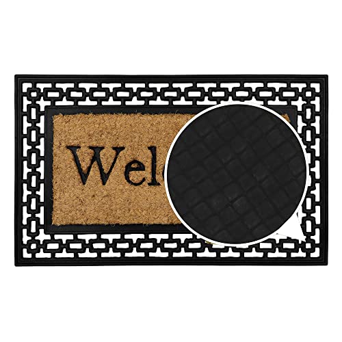 JVL Mila Embossed Rubber Tuffscrape Doormat, 45x75cm