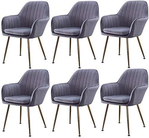 Modern Kitchen Dining Room Chairs Kitchen Dining Chair Set Of 6,with Metal Legs Velvet Seat and Backrests Kitchen Living Room Arm Sofa Chair (Col