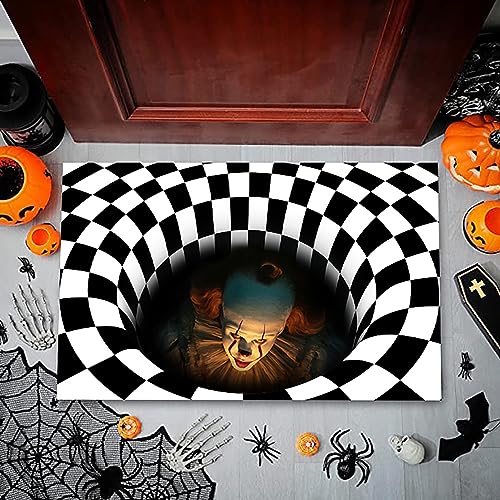 LMAZG Halloween Door Mat, 19.7"× 31.5" Horror Clown Welcome Mat Scary Entry Rug Indoor Outdoor Entrance Floor Mat Non Slip Halloween Decor Holida
