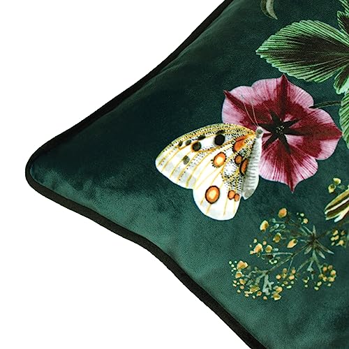 Wylder Nature Midnight Garden Birds Outdoor Cushions Twin Pack,Aqua,43 x 43cm
