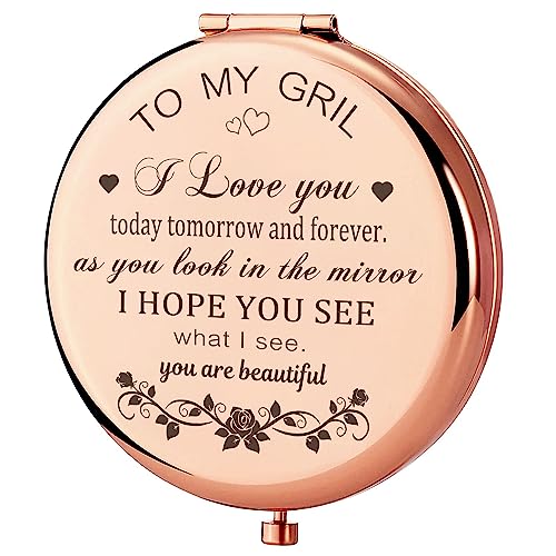 GAOLZIUY to My Girl Compact Mirror Daughter Gifts for Women Girls, Birthday Gifts for Daughters Girlfriend Makeup Mirror, Daughter Birthday Gradu