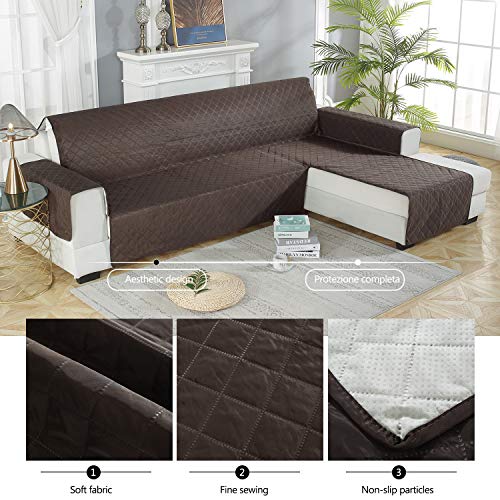 PETCUTE Sofa cover L shape quilted corner sofa cover sectional sofa protector with Chaise right hand Waterproof sofa covers 240x270cm