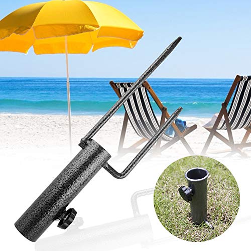 Ejoyous Parasol Anchor, Heavy Duty Metal Parasol Anchor Parasol Stand Sand Screw Stand for Umbrella Outdoor Fishing Rods 15 inch