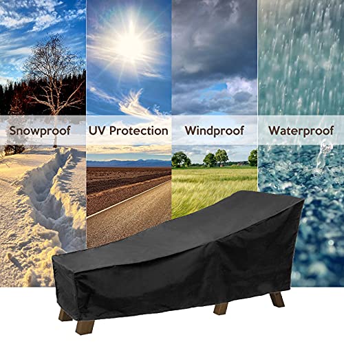 WorthPlanet Sun Lounger Cover 420D Oxford Fabric Garden Sunbed Cover 208 x 75 x 40/80cm Waterproof Patio Chaise Lounge Cover for Outdoor Garden Y