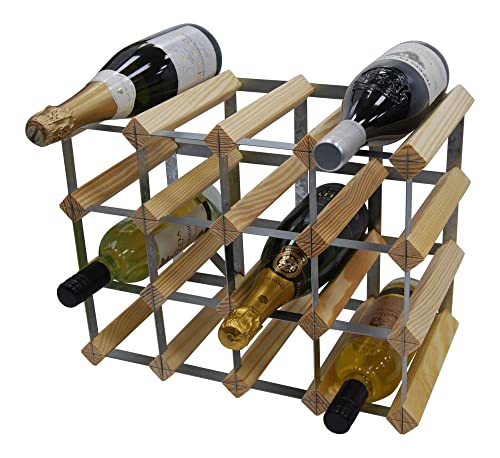 DS Wineware 16 Bottle 4X3 Traditional Wine Rack - Fully Assembled - FSC Certified Natural Pine