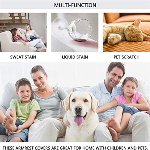 GEOCANG 6Pcs Armrest Covers Spandex Stretch Fabric Arm Caps Anti-Slip Furniture Protector Slipcovers for Armchairs Sofa Couches Recliner (Lvory w