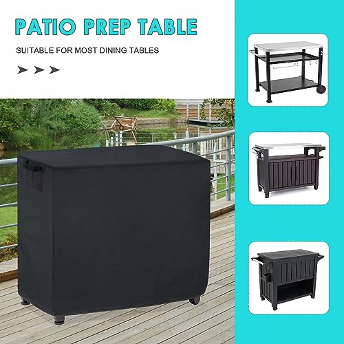 Hoedia 32 Inch Outdoor Prep Table Cover for Keter Unity Portable Table, BBQ Prep Table Cover and Dustproof Bar Cart Cover UV Resistant (Black)