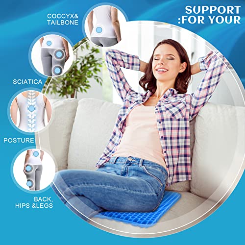 MONgiftshop Gel Seat Cushion, Double Thick Breathable Seat Cushion Cool Gel Cushion Honeycomb Design with Non-Slip Cover Pain Relif Seat Cushion