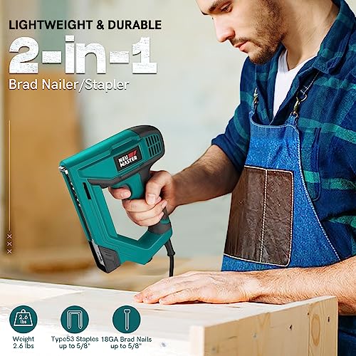 Brad Nailer, NEU MASTER NTC0060-EU Electric Nail Gun/Staple Gun for DIY Project of Upholstery, Carpentry and Woodworking, Including Staples and N