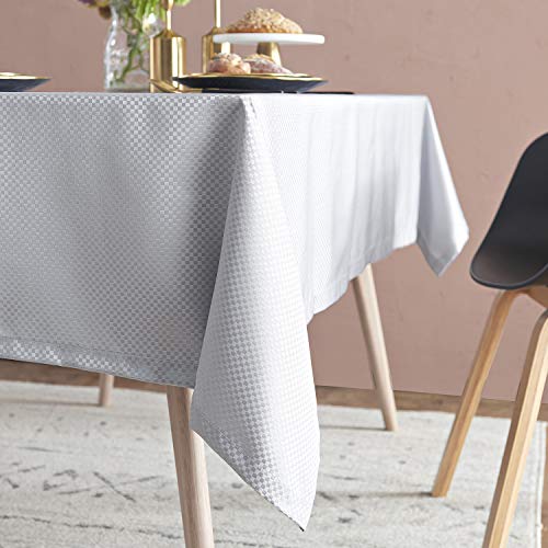 HSYLYM Waterproof Table Cloth Rectangular Polyester Washable,Plain Table Cover Suitable for Indoor and Outdoor Use,Ecru,135x240cm(53x94in)